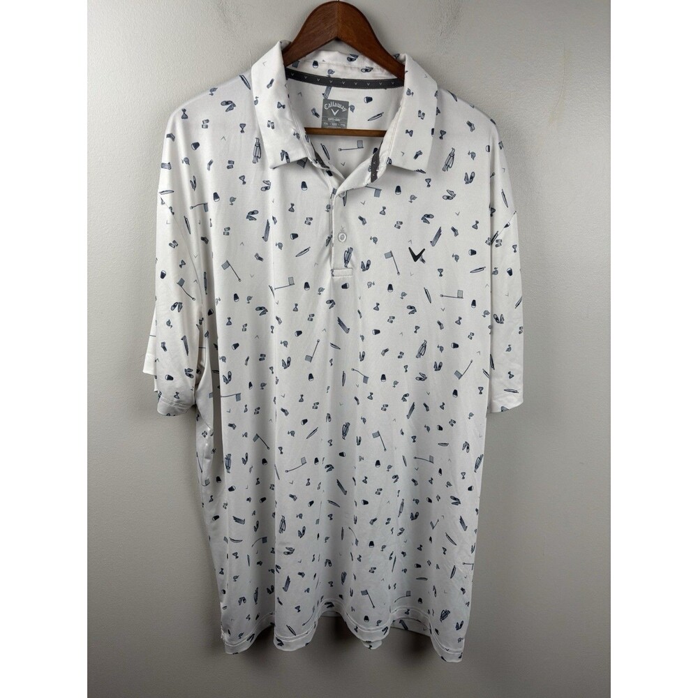 Callaway Opti-Dri Golf Polo Shirt Size 2XL White Figures Characters
